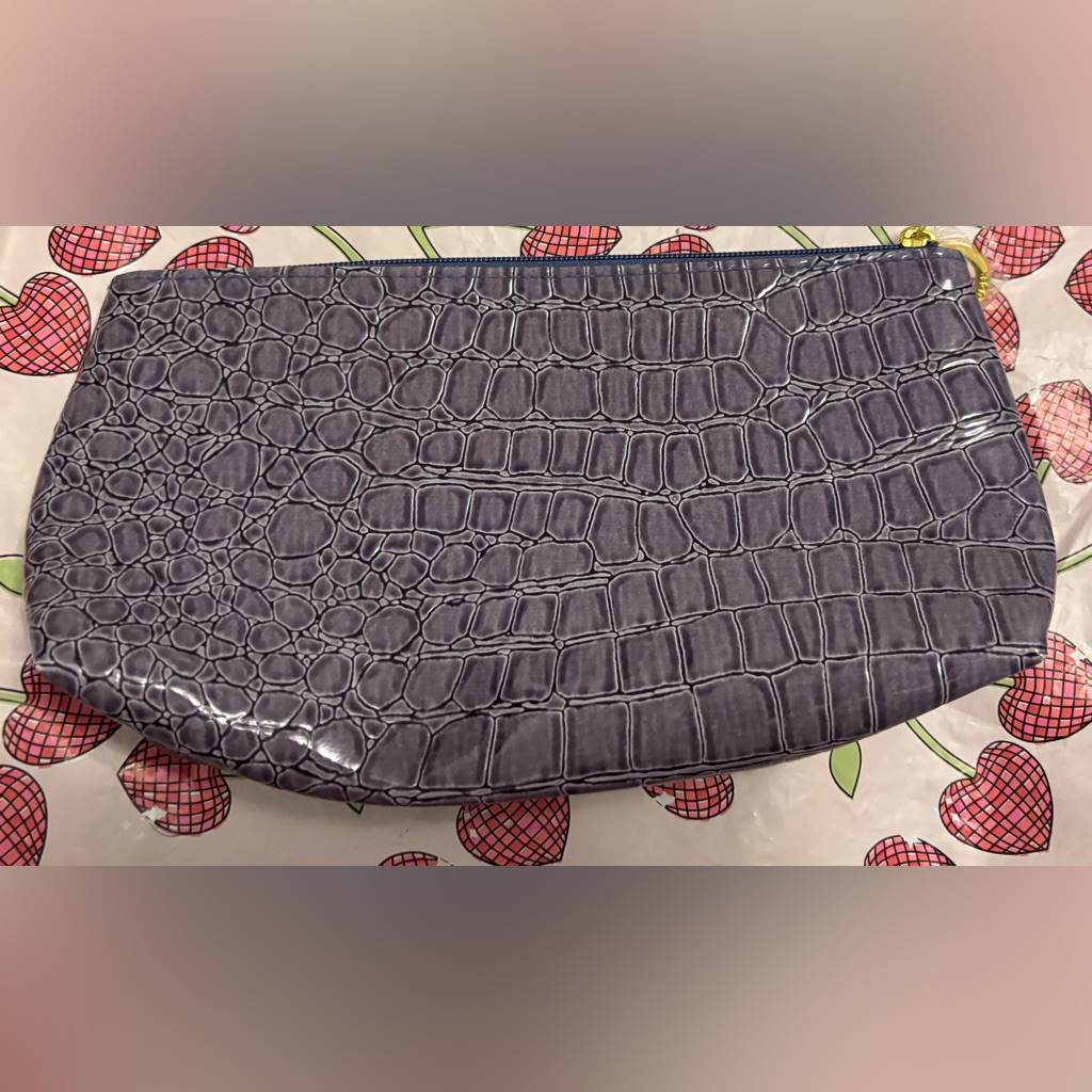 Purple Faux Crocodile Print Este Lauder Cosmetic Bag